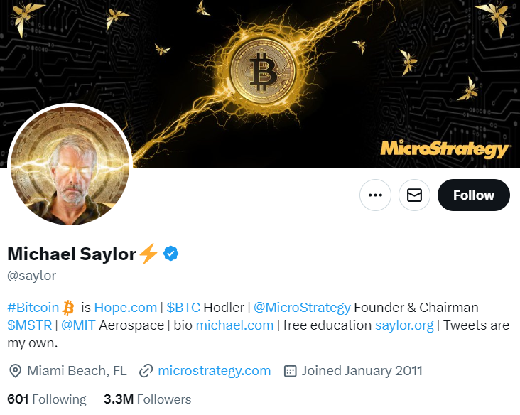 Michael Saylor Twitter Profile