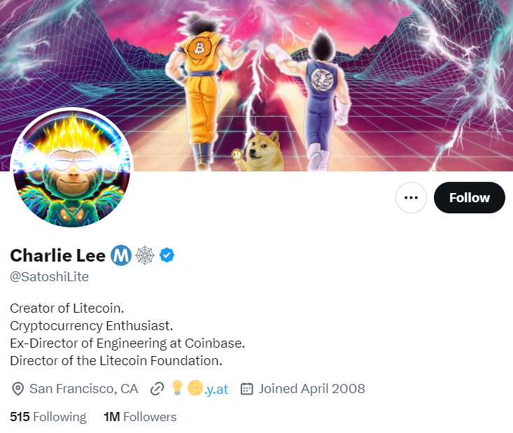 Charlie Lee Twitter Profile