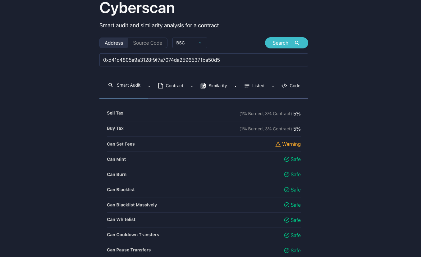 Cyberscan Smart Contract Audit Tool